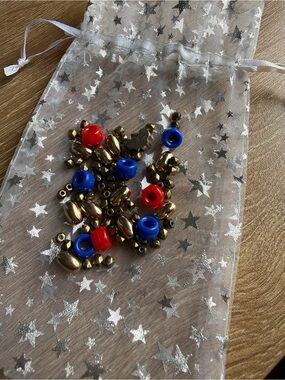 Gold, Red & Blue Crafting Beads